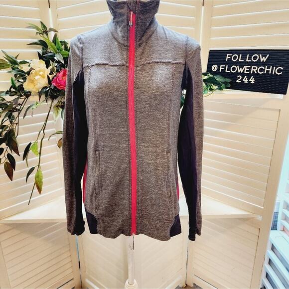 Lululemon Womens Tadasana Jacket Size 6 Gray Pink Mesh Back Zip Up Athletic - Picture 1 of 6